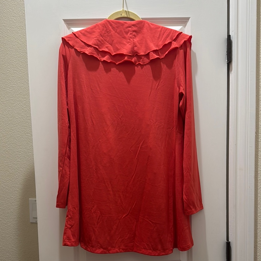 Vibrant Red Ruffled Cardigan - Picture 2 of 3